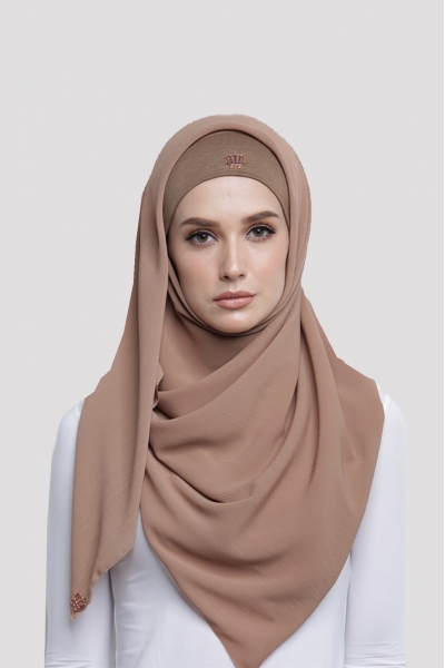 PLEATED CHIFFON SQUARE - SEPHIA TINT